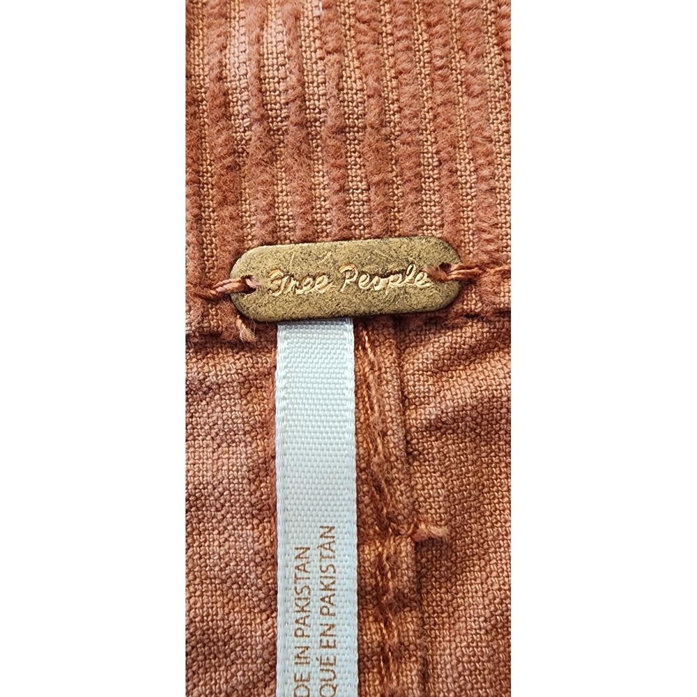 Free People Corduroy Mini Skirt Burnt Orange Button Front A-Line Size 4 sku18 - Picture 6 of 13